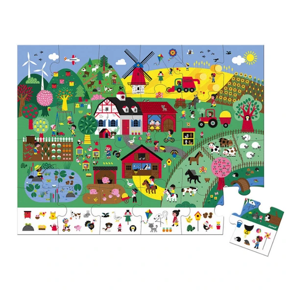 Janod 24 Parça Çantalı Puzzle ve Bulmaca - Çiftlik - Resim 3