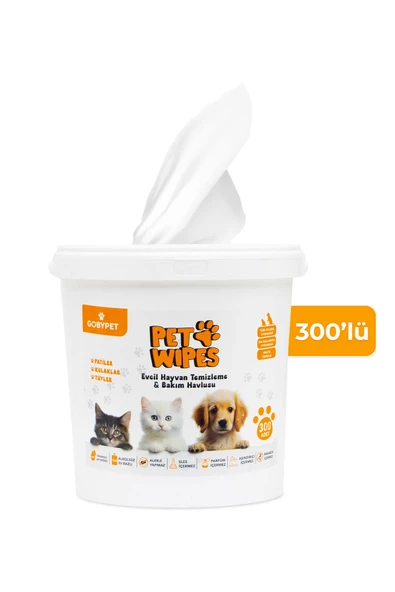 GOBYPET WİPES EVCİL HAYVAN TEMİZLİK HAVLUSU 300 AD ürün görseli 1