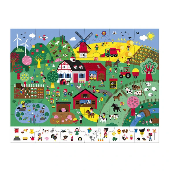 Janod 24 Parça Çantalı Puzzle ve Bulmaca - Çiftlik - Resim 4
