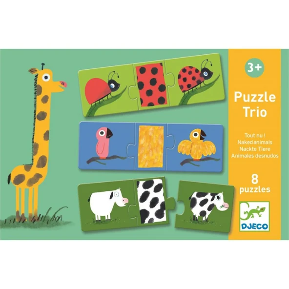Djeco Üçlü Puzzle - Naked Animals - Resim 4