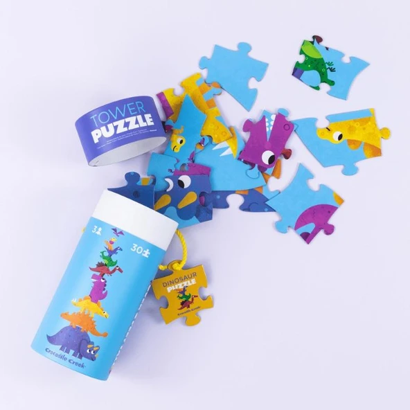 Crocodile Creek Dev Kule Puzzle - 30 Parça - Dinozor - Resim 3