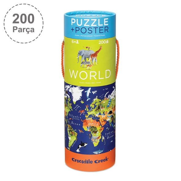 Crocodile Creek Poster Puzzle - 200 Parça - Dünya ürün görseli 1