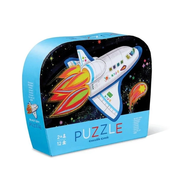 Crocodile Creek Mini  Puzzle - 12  Parça - Roket - Resim 3