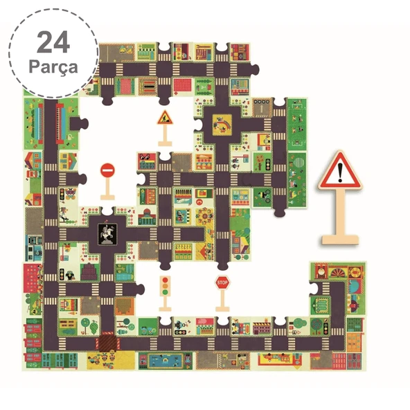 Djeco Dev Puzzle 24 Parça - The City - Resim 2