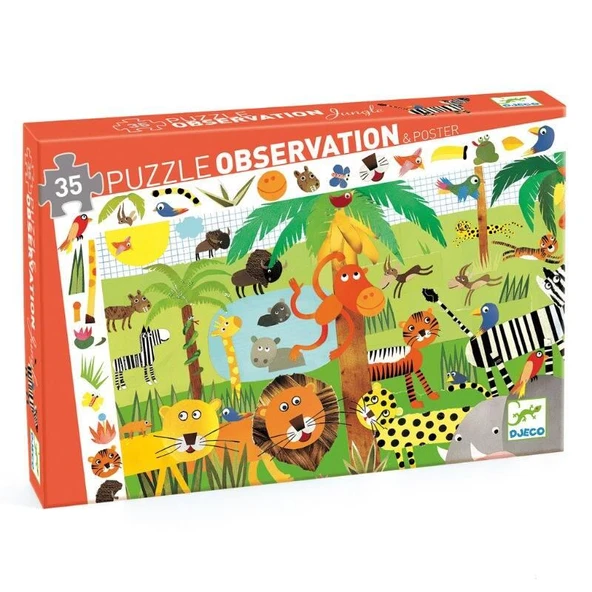 Djeco Klasik Puzzle 35 Parça - Jungle - Resim 5