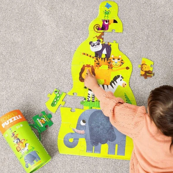 Crocodile Creek Dev Kule Puzzle - 30 Parça - Orman - Resim 7