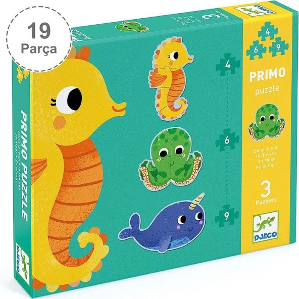 Djeco Dev Puzzle - Deniz Canlıları 4-6-9 Parça ürün görseli 1