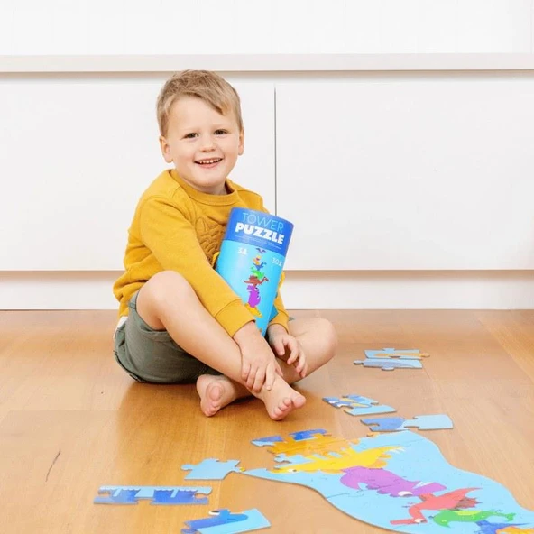 Crocodile Creek Dev Kule Puzzle - 30 Parça - Dinozor - Resim 4