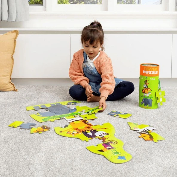 Crocodile Creek Dev Kule Puzzle - 30 Parça - Orman - Resim 6