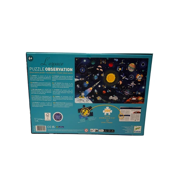 Djeco Klasik Puzzle 200 Parça - The Space - Resim 8