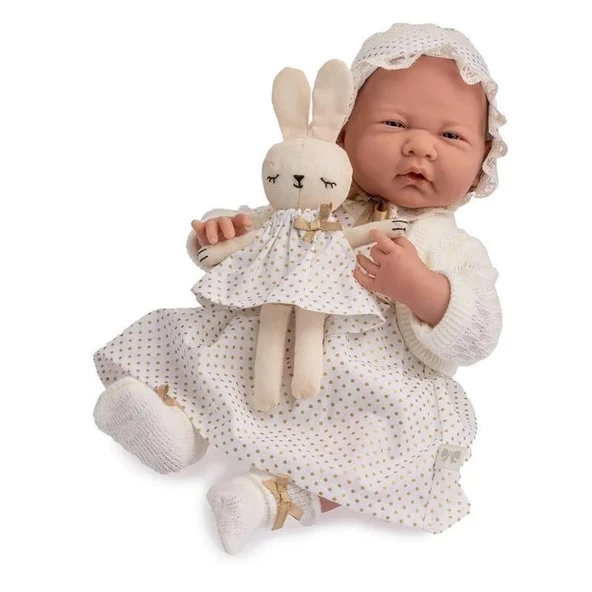 Berenguer Gerçekçi Yenidoğan Oyuncak Kız Bebek 39 cm - Beyaz Hırka ve Tavşanlı ürün görseli 1