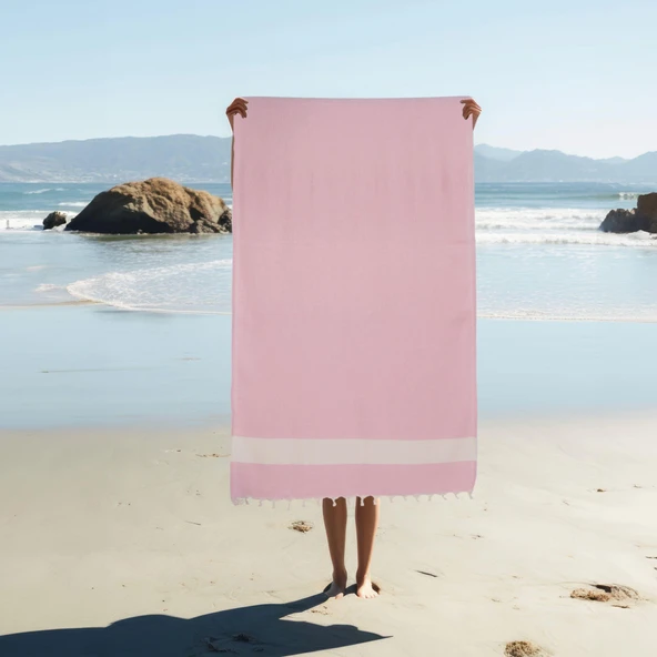 Homedius Elmas Desenli Diamond Pamuk Peştamal Banyo ve Plaj Havlusu 100x180 cm  Pembe 100x180 ürün görseli 1