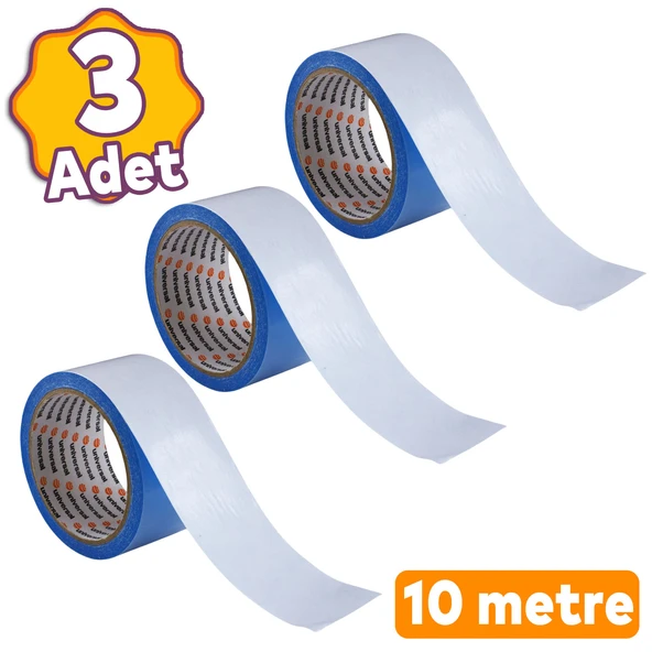 (3 ADET) Kaydırmaz Kaymaz Çift Taraflı Yapıştırma Sabitleme Kilim Halı Bandı 50 mm x 10 Mt Bant ürün görseli 1