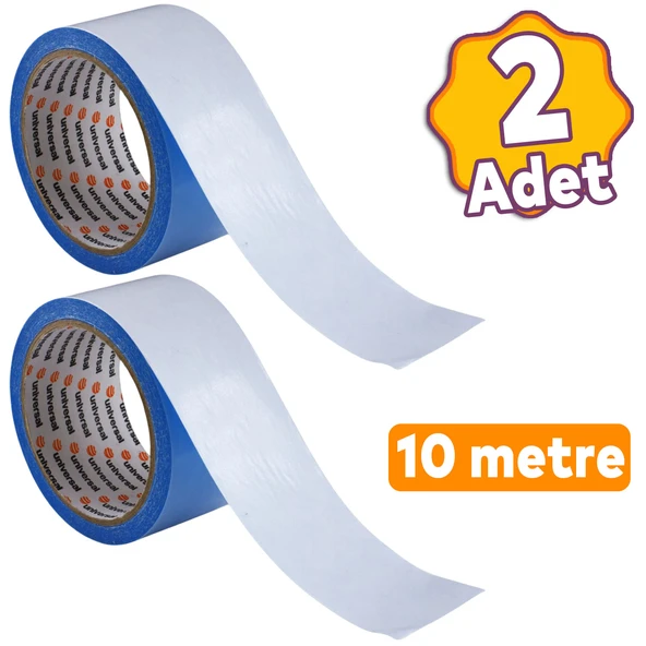 (2 ADET) Kaydırmaz Kaymaz Çift Taraflı Yapıştırma Sabitleme Kilim Halı Bandı 50 mm x 10 Mt Bant ürün görseli 1