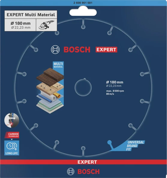 Bosch EXPERT Carbide Multi Wheel Kesici Disk 180mm ürün görseli 1