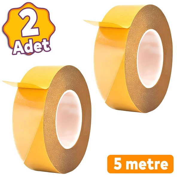 (2 ADET) Kaydırmaz Kaymaz Çift Taraflı Yapıştırma Sabitleme Kilim Paspas Halı Bandı 48 Mm X 5 Mt Bant ürün görseli 1