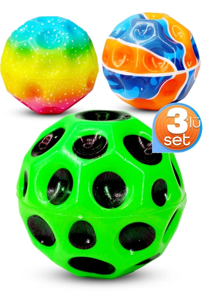 3lü Yükseğe Zıplayan Top Moonball Galaksi Uzay Ay Topu Aşırı Zıplayan Moonball Bahçe Oyuncağı ürün görseli 1