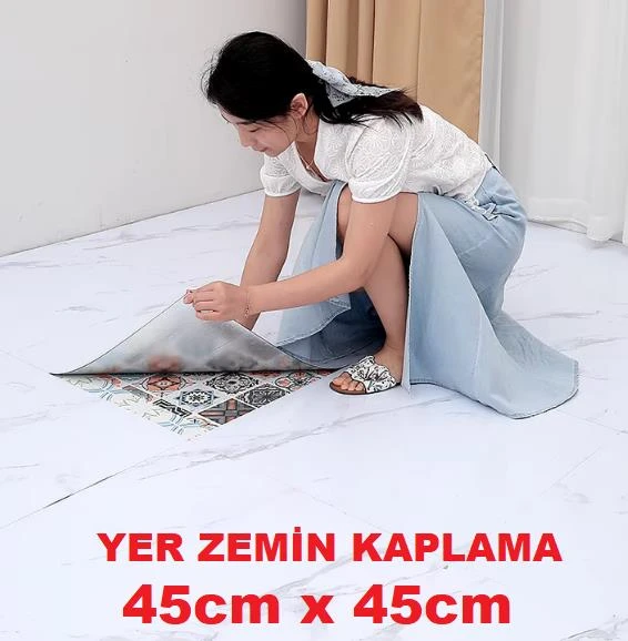 Renkli Duvarlar 45cm x 45cm 1 Adet Yapışkanlı Parke Floor Pvc Panel  Yer Zemin Kaplama Paneli Arkası Kauçuklu 15p ürün görseli 1