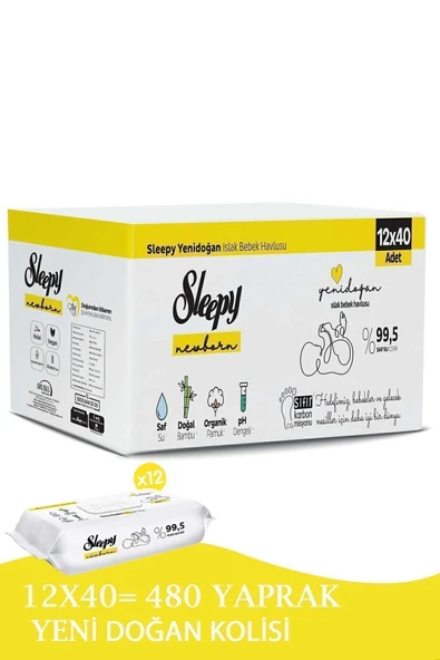 Yenidoğan Newborn Islak Mendil 12x40lı (480 YAPRAK) ürün görseli 1