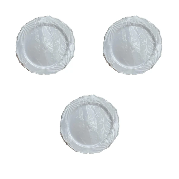 Parti Davet Piknik Doğum Günü Sert Plastik Mika Tabak - Beyaz - 18 Cm. - 6'lı 3 Paket ürün görseli 1