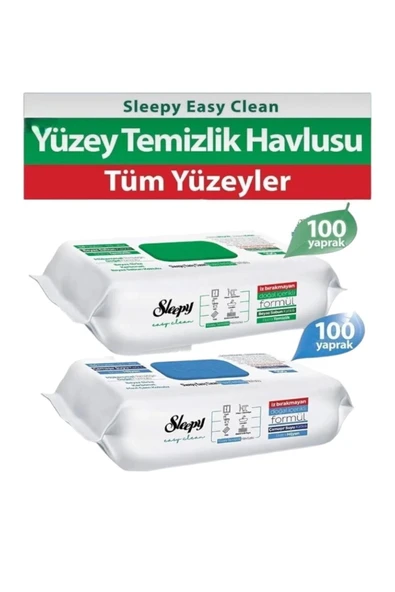 Yüzey Temizlik Havlusu 100 Yaprak+Sleepy Çamaşır Suyu Katkılı Temizlik Havlusu 100 Yaprak ürün görseli 1