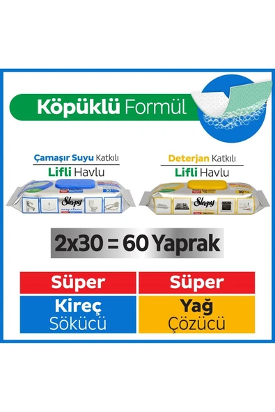 Easy Clean Süper Yağ Çözücü&Kireç Sökücü Havlu Karma Paket 2X30 (60 Yaprak) ürün görseli 1
