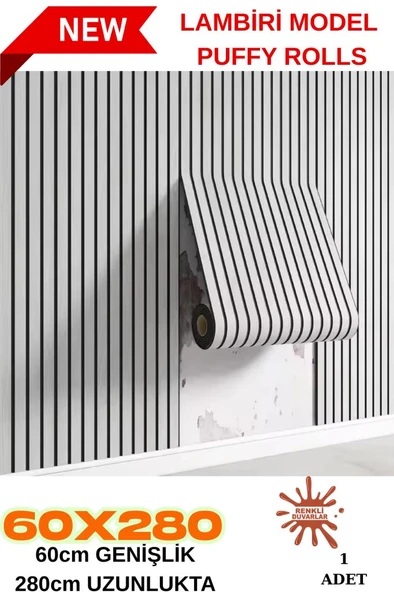 Renkli Duvarlar 60cm x 280cm 1 Adet Kendinden Yapışkanlı Açık Gri Lambiri Desenli Duvar Paneli Kağıdı YG006 ürün görseli 1