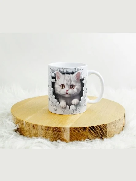 DeepCraft Eğlenceli Kedi Kupa Yılbaşı,Sevgililer Günü, Hediyelik Kupa 300ML ürün görseli 1