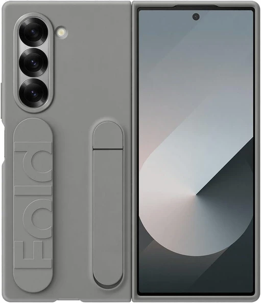 Samsung Galaxy Z Fold 6 Standlı Silikon Kılıf - Gri ü- Teşhir ürün görseli 1