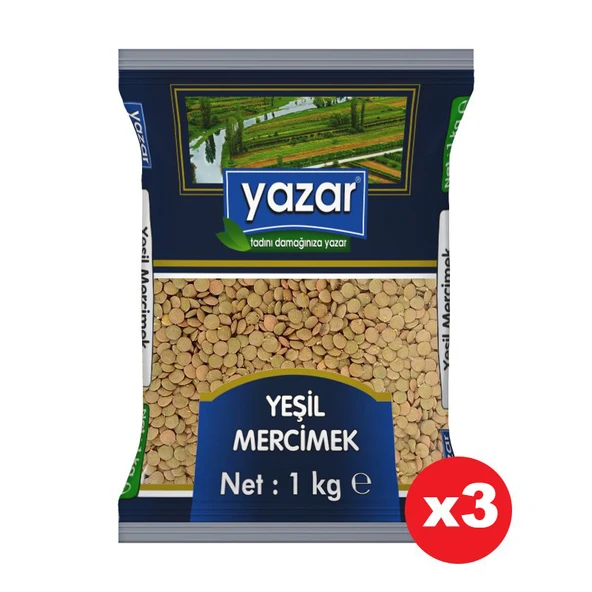 Yazar Yeşil Mercimek 1 Kg x 3 Paket ürün görseli 1