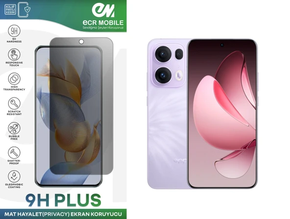 Oppo Reno 13 Pro Ekran Koruyucu Tam Uyumlu 9H Esnek Nano Kırılmayan MAT HAYALET(Privacy) ürün görseli 1