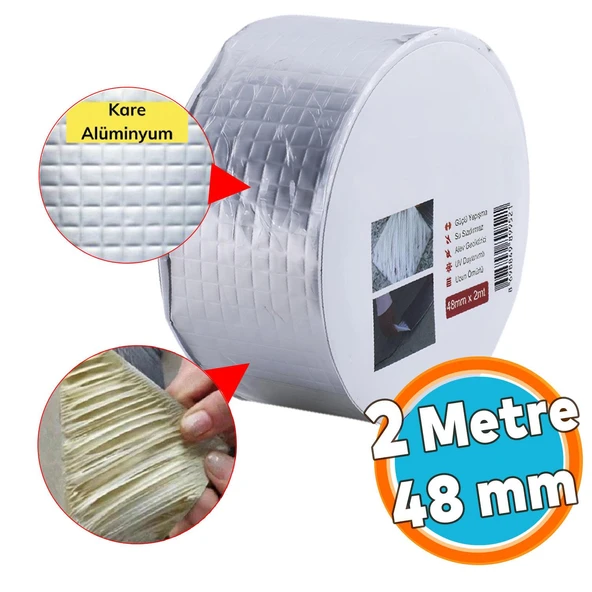 İzolasyon Ses Su Yalıtım Çamur Bant Çatı Tamir Sakız Bandı Gri 48 mm x 2 Metre 1 Adet ürün görseli 1