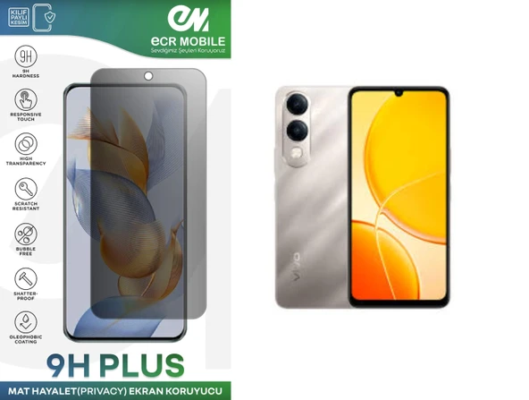 Vivo Y04 Ekran Koruyucu Tam Uyumlu 9H Esnek Nano Kırılmayan MAT HAYALET(Privacy) ürün görseli 1