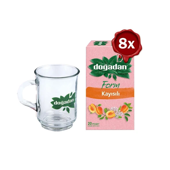 Doğadan Form Çay Kayısılı 20'li x 8 ve Doğadan Cam Bardak Hediyeli ürün görseli 1