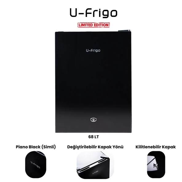U-Frigo 68 Lt 12-24v Marin/karavan Kompresörlü Buzdolabı Temperli Cam Kapak Limited Edition Siyah ürün görseli 1