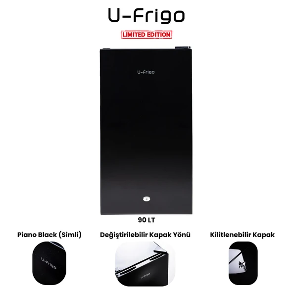 U-Frigo 90 Lt 12-24v Marin/karavan Kompresörlü Buzdolabı Temperli Cam Kapak Limited Edition Siyah ürün görseli 1
