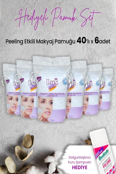 Lux Peeling Etkili Makyaj Pamuğu 40' lı x 6 Adet ve Hediyeli ürün görseli 1