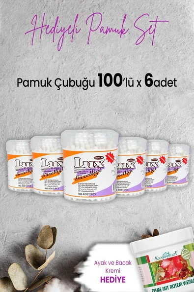 Lux Pamuk Çubuğu 100' lü x 6 Adet ve Hediyeli ürün görseli 1