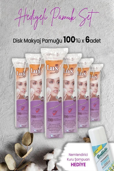 Lux Disk Makyaj Pamuğu 100'lü x 6 Adet ve Hediyeli ürün görseli 1