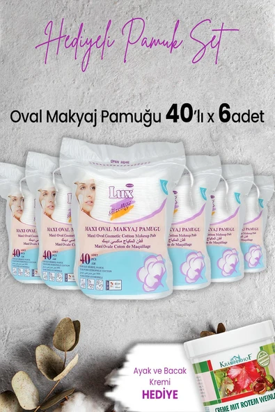 Lux Disk Oval Makyaj Pamuğu 40' lı x 6 Adet ve Hediyeli ürün görseli 1