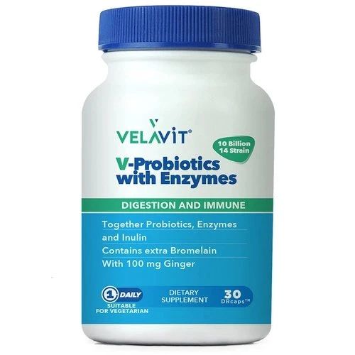 Velavit V-Probiotics Enzymes Takviye Edici Gıda 30 Kapsül ürün görseli 1