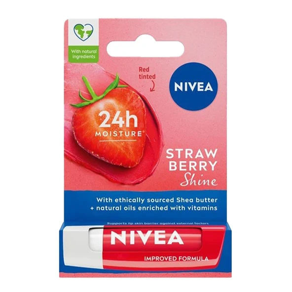 Nivea Dudak Bakım Kremi Strawberry Shine 4.8 gr ürün görseli 1