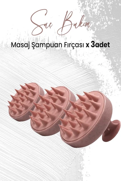 Düvenci Toptan Yumuşak Silikonlu Masaj Şampuan Fırçası Pembe x 3 Adet ürün görseli 1