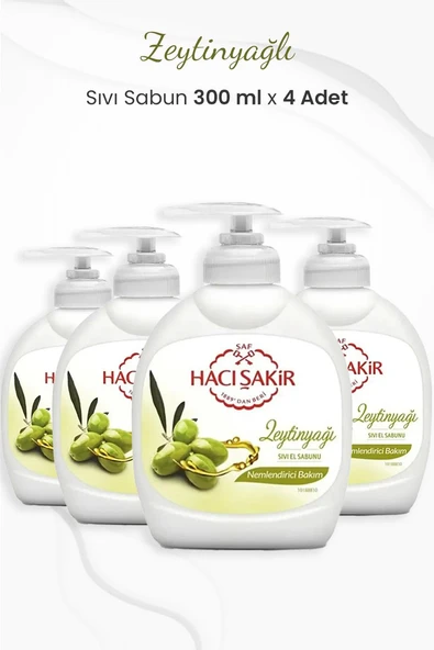 Hacı Şakir Zeytinyağlı Nemlendirici Sıvı Sabun 300 ml x 4 Adet ürün görseli 1