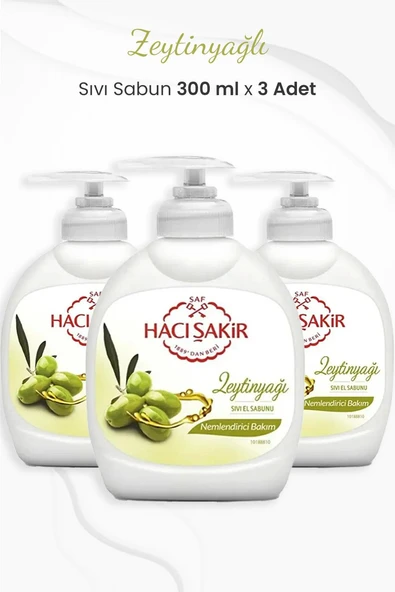 Hacı Şakir Zeytinyağlı Nemlendirici Sıvı Sabun 300 ml x 3 Adet ürün görseli 1