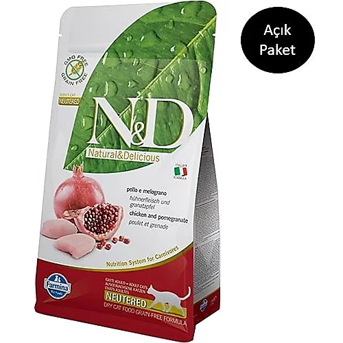 N&D Prime Tahılsız Tavuklu ve Narlı 2 kg Yetişkin Kedi Maması - Açık Paket ürün görseli 1