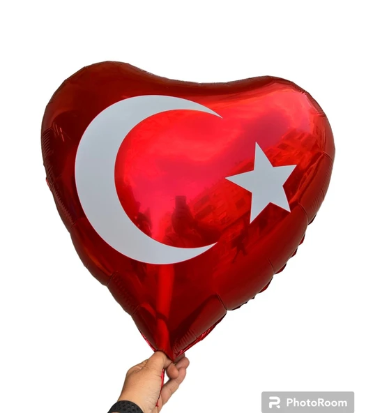 Bayrak Kalp Folyo Balon 24 inç 60 cm ürün görseli 1