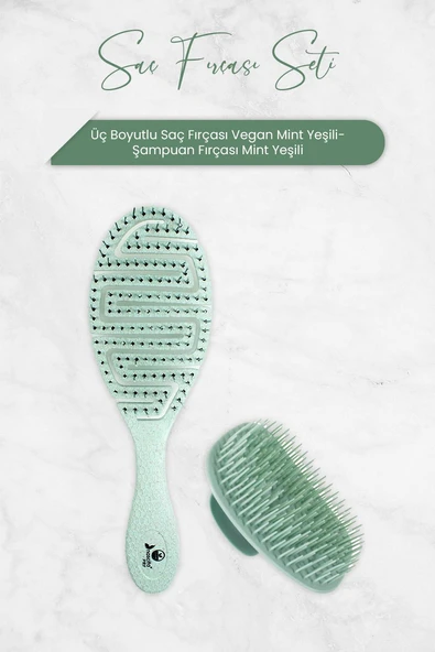 Nascita Mint Yeşili Üç Boyutlu Saç Fırçası Vegan ve Şampuan Fırçası ürün görseli 1