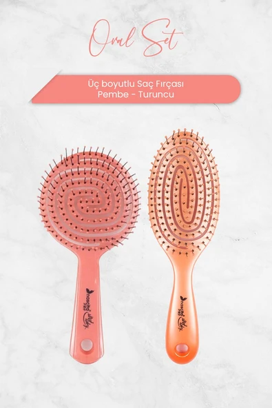 Nascita Üç Boyutlu Oval Saç Fırçası Pembe ve Turuncu ürün görseli 1