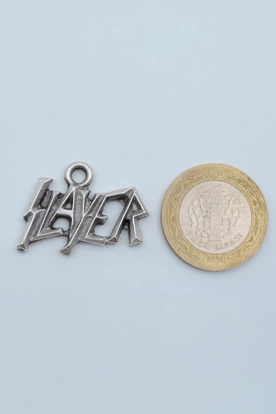 Slayer Gümüş Kaplama Örme Zincir Kolye - Resim 4